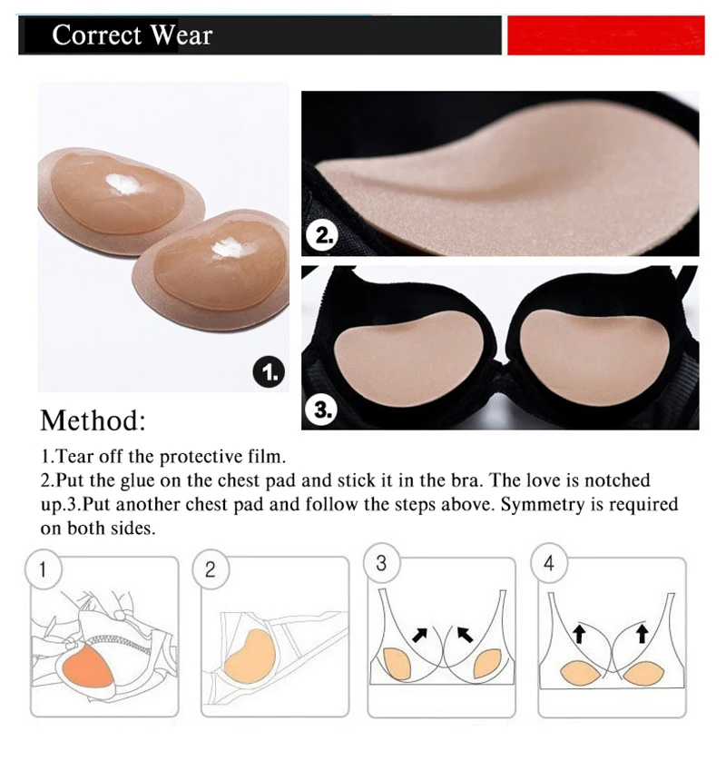 Women's Breast Push Up Pads Swimsuit Accessories Silicone Bra Pads Sponge Bra Inserts Nipple Cover Breast Stickers