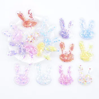 

32Pcs 30*38mm Transparent Plastic Filling Sequins Rabbit Applique for DIY Pendant Headdress Hairpin Band Accessories Patches L69