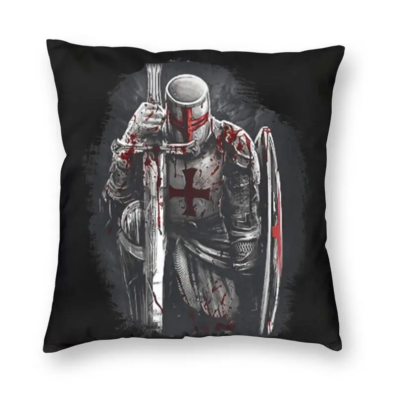 

Brave Rosary Crusader Warrior Cushion Cover Home Decorative Print Medieval Shield Cross Knights Templar Throw Pillow for Sofa