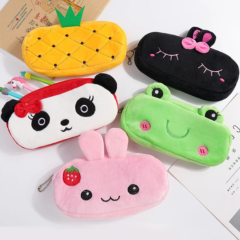 1 PCS 20CM Kawaii Cartoon Animals Plush Pouch Pencil Case Bag Key Chain  Coin Purse Wallet Case Pouch Bag School Supplies Gift - AliExpress