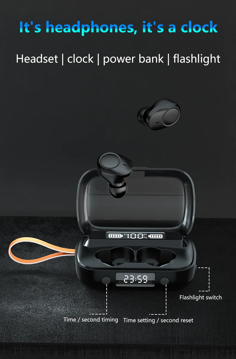 

2000mah LED Bluetooth Wireless Earphones Headsets Earbuds TWS Touch Control Sport Headset Noise Waterproof headsets