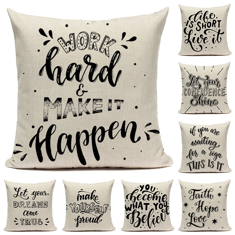 

Decorative Pillows Love letters Cushion Cover for Living Room Sofa 45*45 Romantic Words Decoration Kussenhoes Home Decor