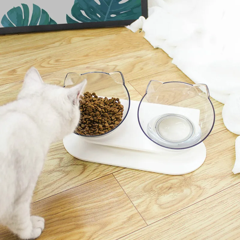 

Cat Bowl Transparent Double Bowl Cat Food Bowl Cat Food Bowl Cat Rack Dog Bowl Dog Food Bowl Spine Protection Dog Food Container