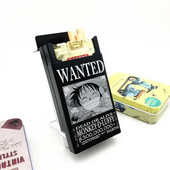

ONE PIECE Wanted Luffy Zoro Ace Nami Robin Black Metal Cigarette Case Cigarette Box Cover The Dirty Smoking Organizer Animation