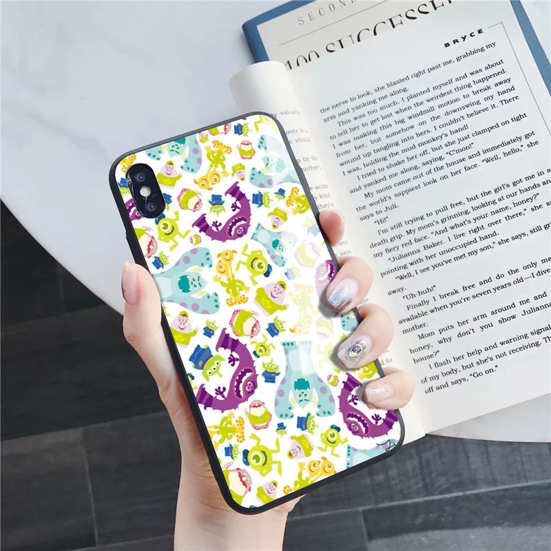 Чехлы для телефонов из закаленного стекла с мультяшным монстром для iPhone 6 6S 7 8 Plus 5 5S SE 11 Pro Max X XS XR MAX Роскошный чехол - Цвет: 1492