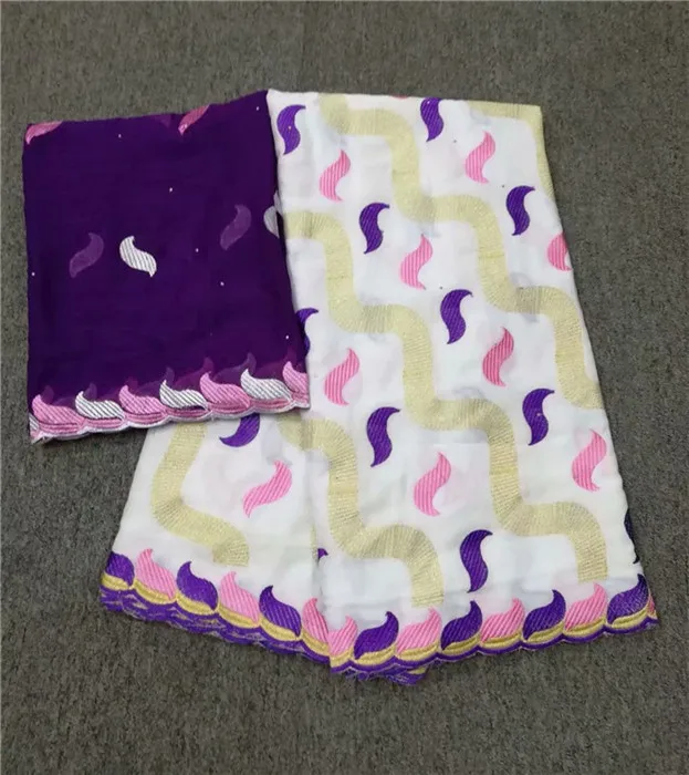 

Latest 5Y African embroidery cotton lace fabric with 2y Swiss voile lace cloth YCV58(5+2y)