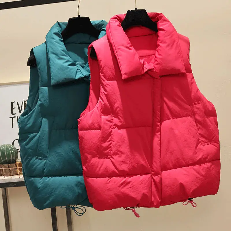 

Winter Jacket Women Warm Women Vest Cotton Parkas Stand Collar Short Down Cotton Vest Women Thicken Sleeveless Waistcoat C5744