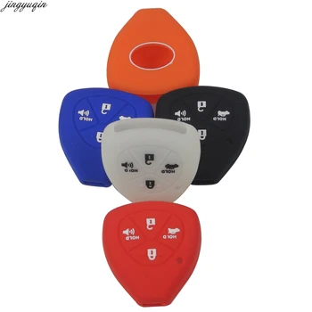 

jingyuqin 10pcs 4 buttons Silicone Car Key Cover Case For Toyota Corolla Hilux Vitz Rav4 Aqua Camry Highlander Land Cruise Key