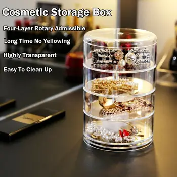 

4 Grid Acrylic Transparent Makeup Organizer Storage Box Lipstick Nail Drill Polish Cosmetic No Time Yellowing Jewelry Box Holder
