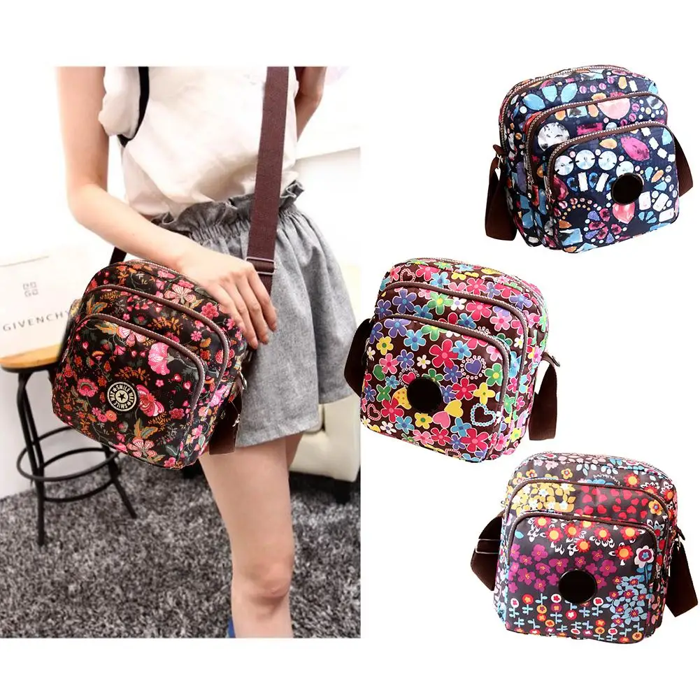 

New Oxford Material Large-Capacity Pockets Multi-Layer Shoulder Diagonal Package Flower Print Handbags Ladies Pockets