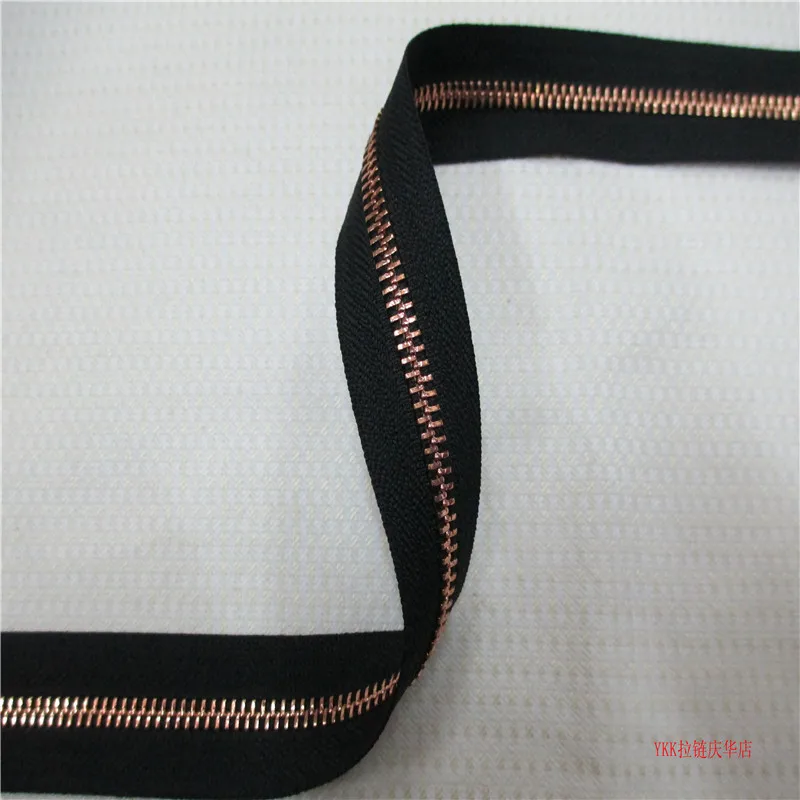 

6m/lot Metal YKK Zipper Chain Rose Gold Two-way 1 Slider for 1m Chain Leather Luggage Box Case Sofa Handbag Sewing Accessories