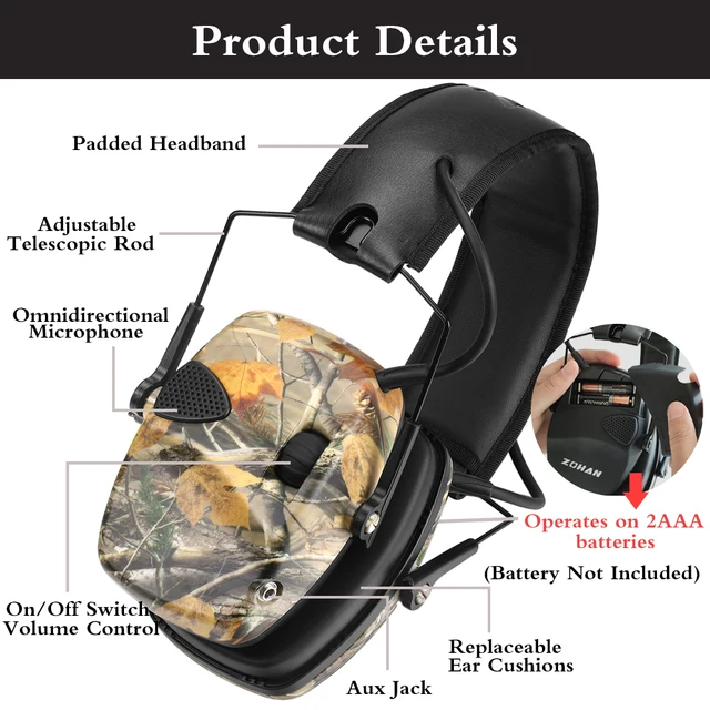 ZOHAN Tactical anti-noise Earmuff for Hunting shooting headphones Noise reduction Electronic Hearing Protective Ear Protection 5