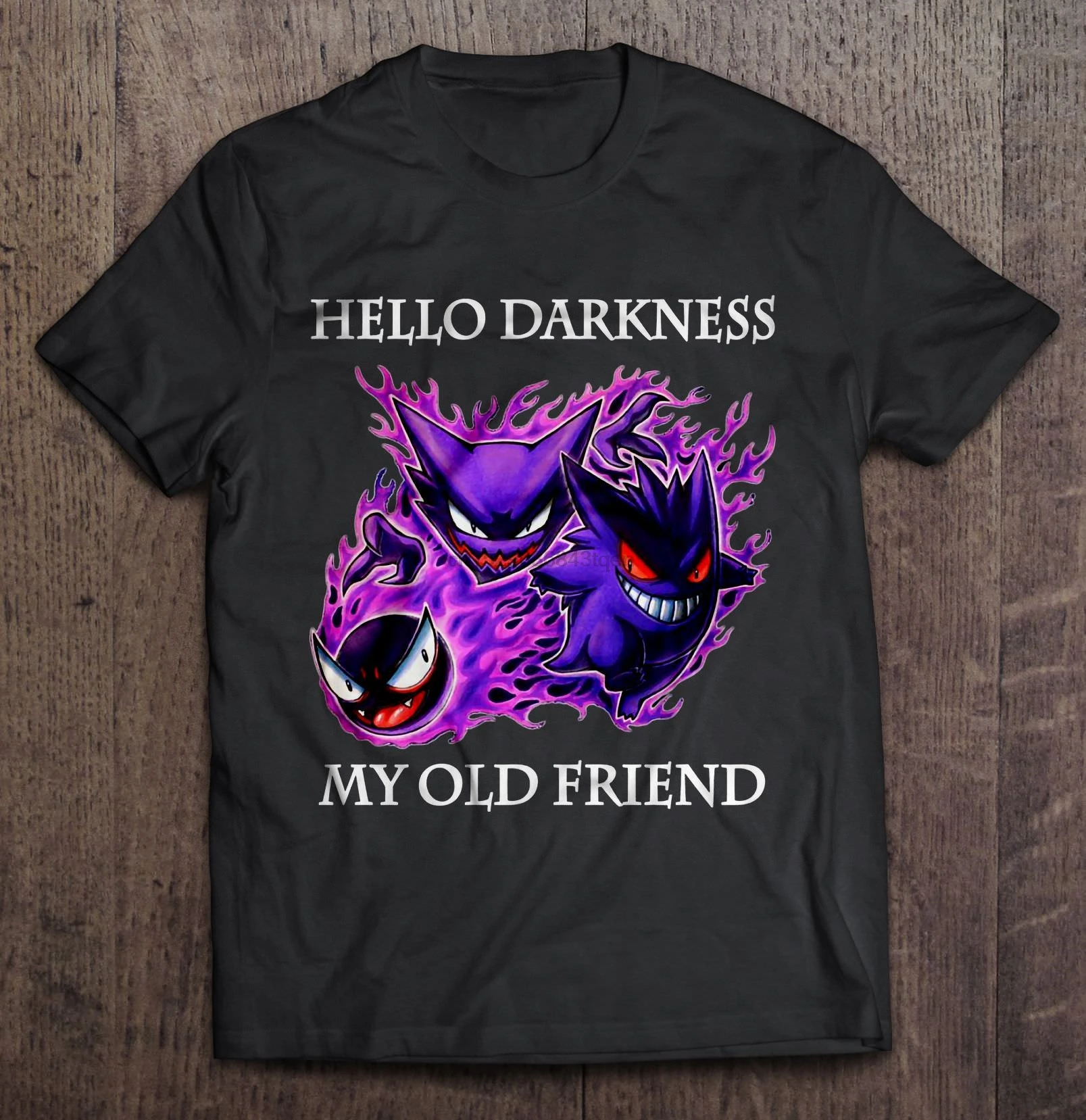 Men Funny T Shirt Fashion tshirt Hello Darkness My Old Friend Gastly Haunter Gengar Version Women t-shirt | Мужская одежда