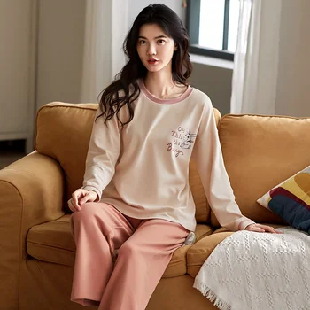 

Pijamas Women Pajamas Set New Thin Pigama Cartoon Printed Homewear Female Long Sleeve Cute Sleepwear Casual Pyjamas