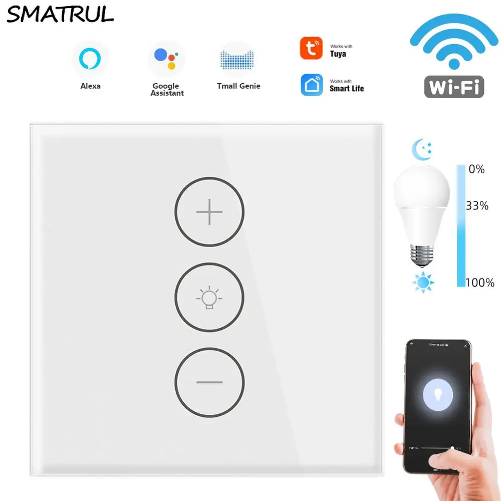 Lights & Lighting Switches SMATRUL TUya Smart Life WiFi Touch Dimmer Switch Light APP EU