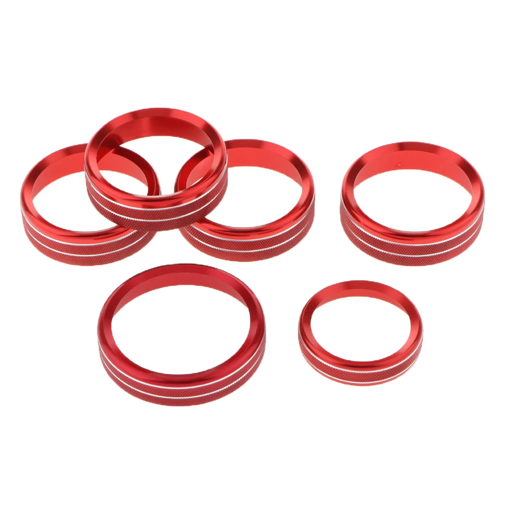 6 Pcs Car Interior Accessories Air Conditioner Audio Switch Decorative Ring Button Cover for Ford F150 2016-2018 Aluminum