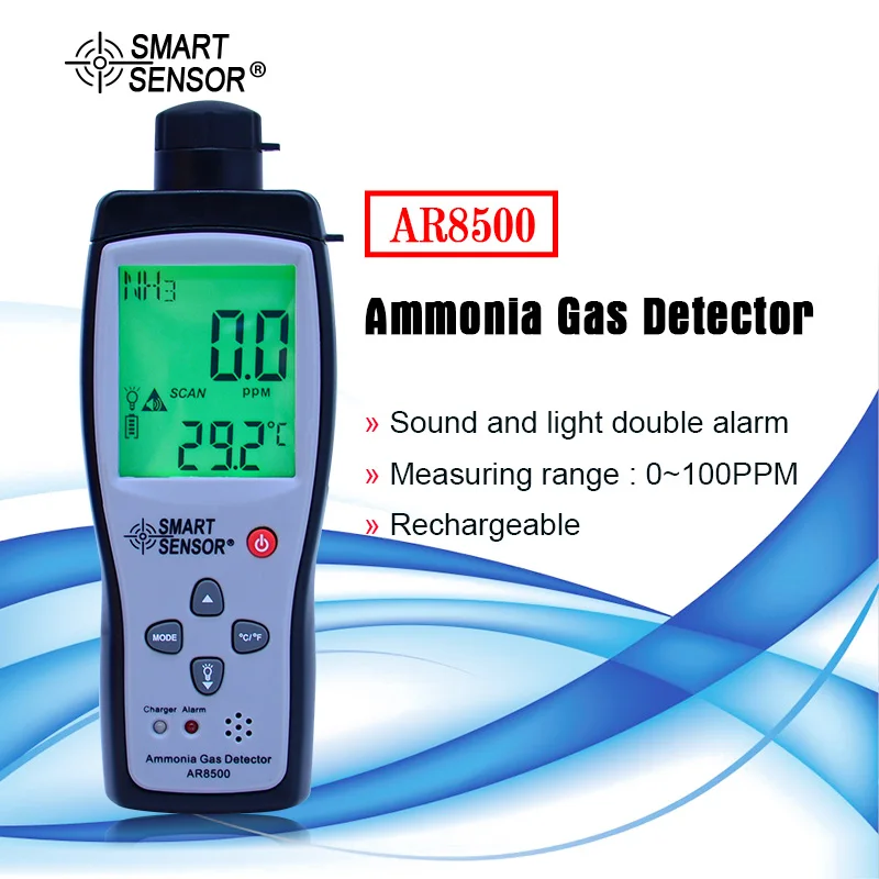 

Smart Sensor Ditigal Ammonia Gas NH3 Detector Meter Tester AR8500 Monitor Range 0-100PPM With Sound Light Alarm Gas Analyzers