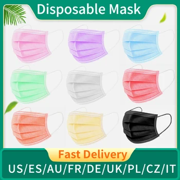 

50pcs Multicolor Anti Dust Mask 3-Layer Disposable Face Mask Breathable Masque Dustproof Elastic Earloop Mask Shield Mascarillas