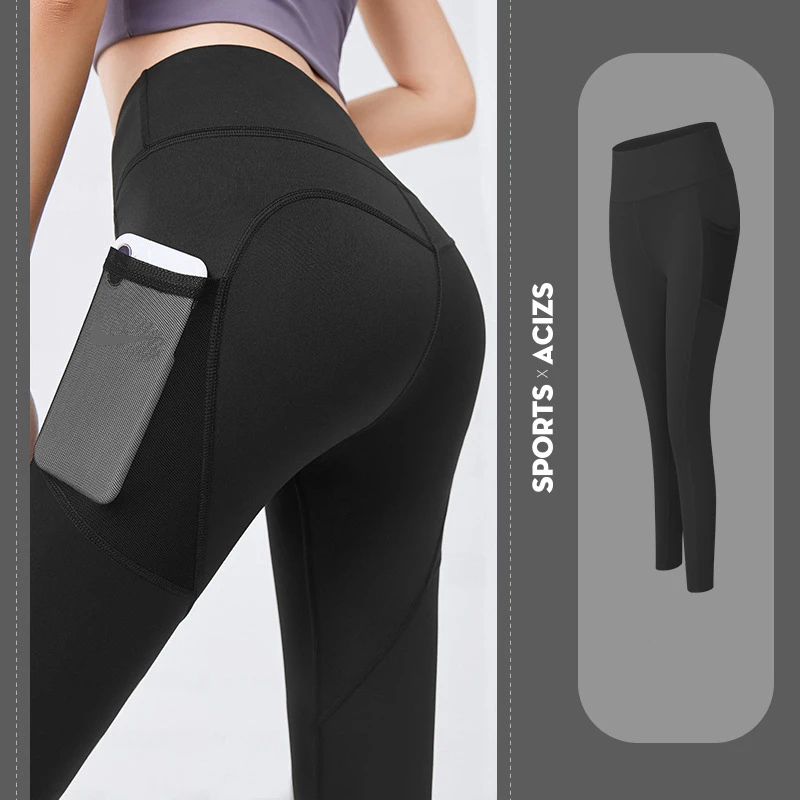 Yoga-Pants Pocket Tights Gym Leggings Tummy-Control Girl Female Plus-Size Women 
