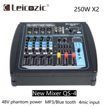 Leicozic QS4 микшер мощности 250 Вт x2 bluetooth микшерный пульт 4-канальный усилитель микшер 48 В фантомное питание звуковой микшер пульт аудио микшер