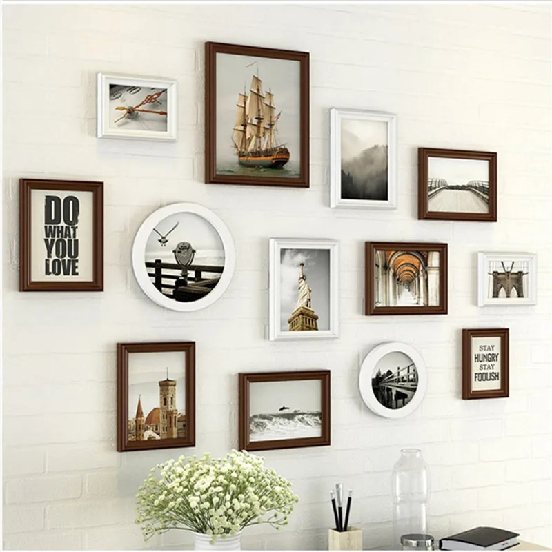

Fresh Photo Frame Wall Picture Frame For TV Background Decoration Combination Picture Frame Wall Living Room Decor Photo moldura