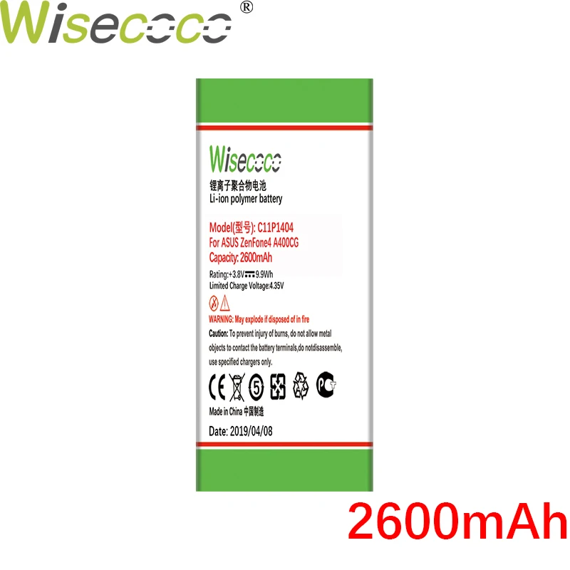 Wisecoco C11P1404 B11P1415 2600 мАч батарея для ASUA ZenFone4 A400CG ZenFone Go 4,5 ZC-51TG Z00SD сменная батарея для телефона