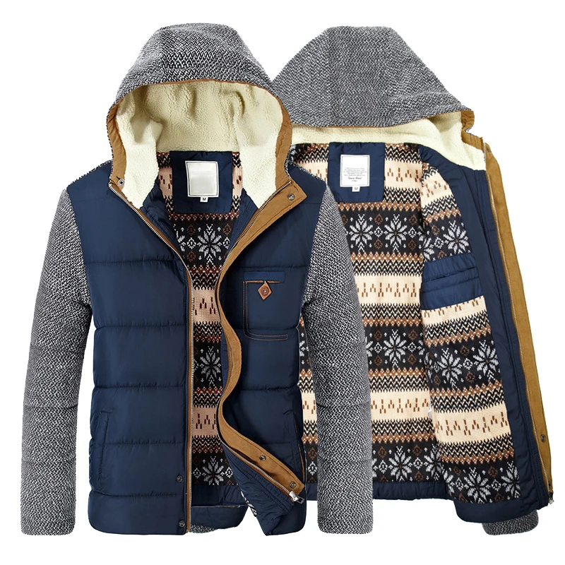 Winter Coat Jackets Clothing Parkas Hooded Fleece Mens Cotton Brand Warm Slim Thick