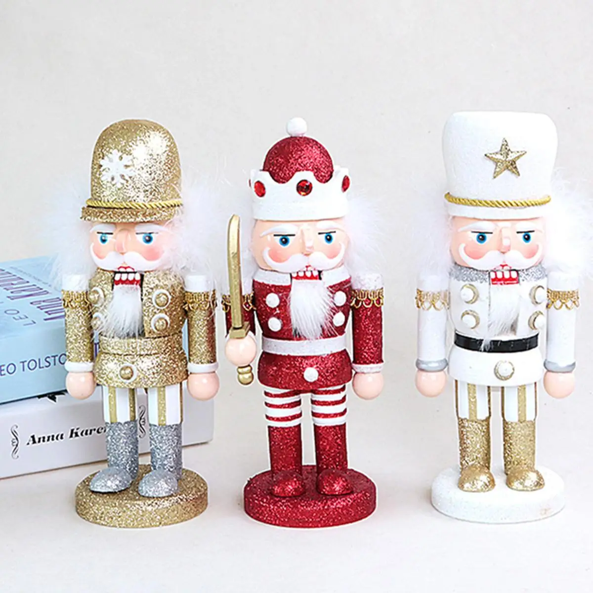 

25CM Christmas Decorations Nutcracker Wooden Puppet Toy Decorative Ornaments