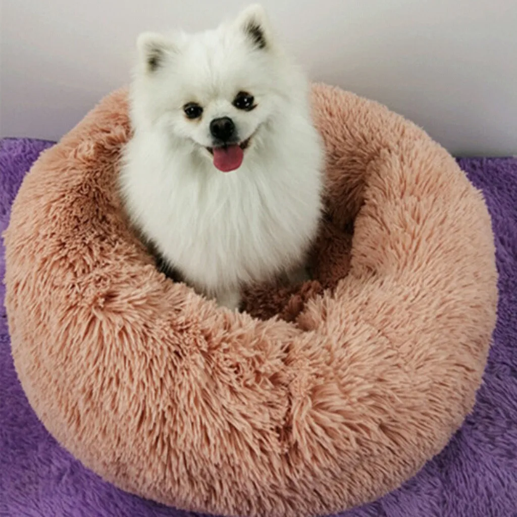 Pets Comfortable Fluffy Soft Plush Kennel Cat Dogs Bed Litter Deep Sleep PV Cat Litter Sleeping Bed Round Kennel for Small Dog