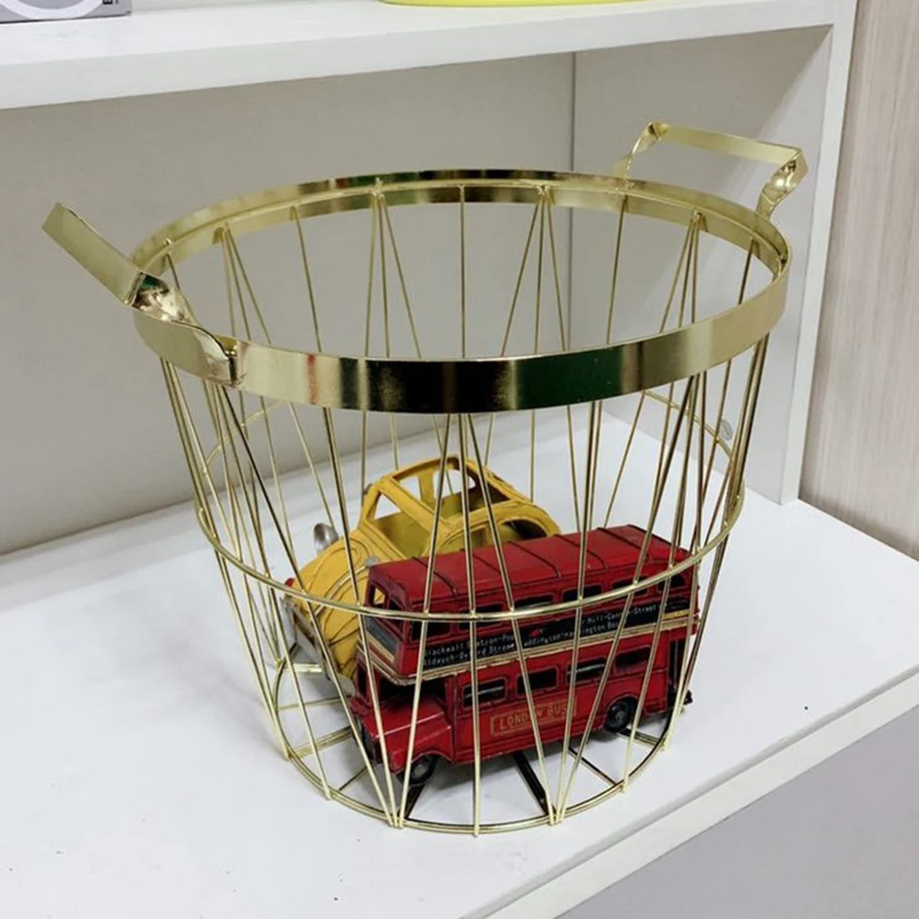 Home Storage Basket, Round Iron Wire Baskets With Handles for Storage, Organization, Kitchen, Home, Decoration