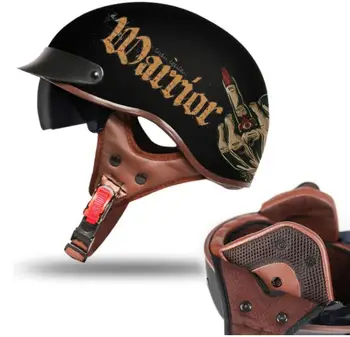 

Motorcycle Helmet Retro Scooter Half Helmet With Built-in Lens Visor Casco Moto Helmet Moto Capacete Motorbike Riding Helmet