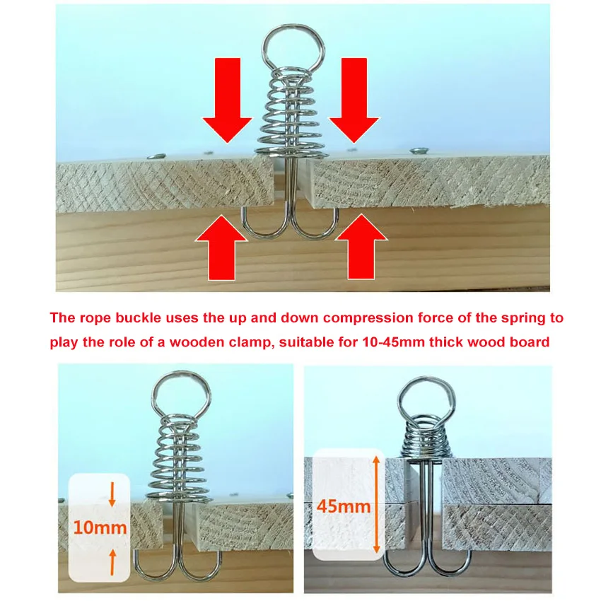 10pcs Spiral Shaped Spring Octopus Deck Peg with Carabiner Hook Windstopper Rope Buckle Tent Hooks Board Pegs For Camping Hiking