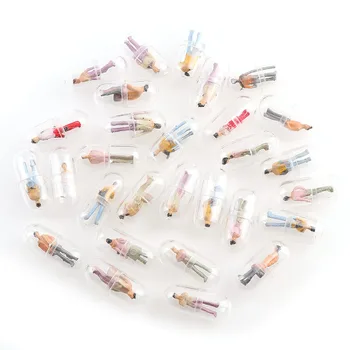 플라스틱 투명 캡슐 알약, 휴머노이드 약, 병 모양 피규어, 귀걸이 보석 액세서리 만들기, 20pc