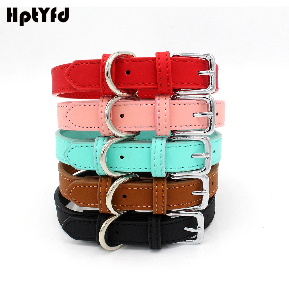 

HptYfd Dog Collar Soft PU Leather Pet Collar for Small Medium Dogs Cats Skin-friendy Neck Strap Durable Pet Supplies