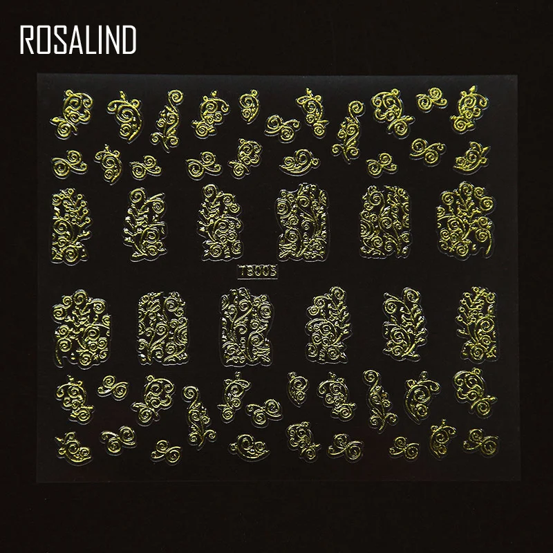 ROSALIND наклейки-Слайдеры для Переводные картинки для ногтей маникюрный набор дизайн Фольга основа Топ Полупостоянный гель лак для ногтей наклейки комплект - Цвет: N5241-09