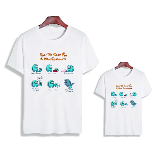 

New game among us family look t-shirt children fun kawaii style summer kids short sleeve t-shirt fashion parent-child clothing
