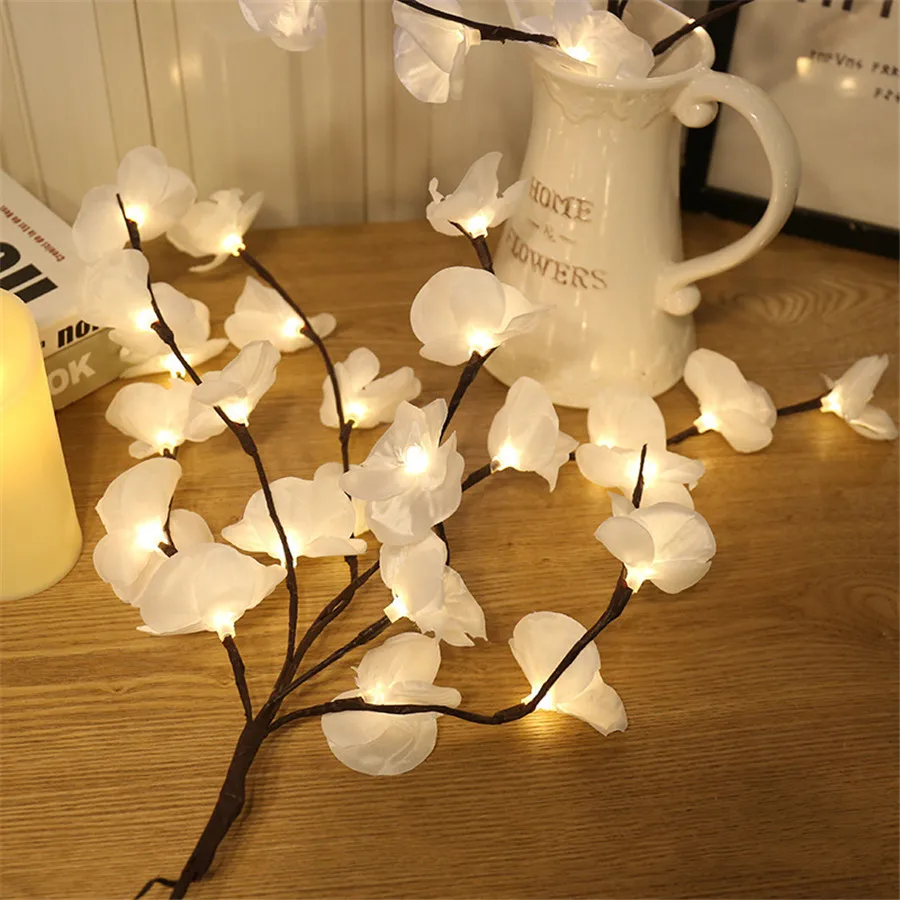 Thrisdar 20 светодиодный светильник на ветке ивы, имитация ветки орхидеи, сказочный светильник, гирлянда, вечерние, праздничные, Свадебные гирлянды, светильник