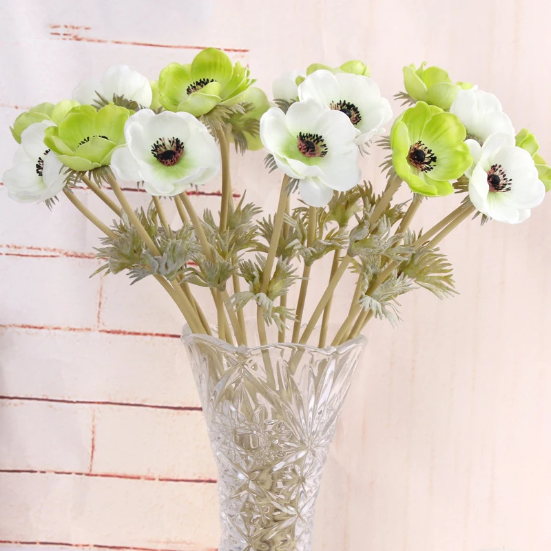 JAROWN Real Touch Artificial PU Anemone Flowers Silk Flores Artificiales Wedding Holding Fake Flowers Home Garden Decorative Wreath (64)