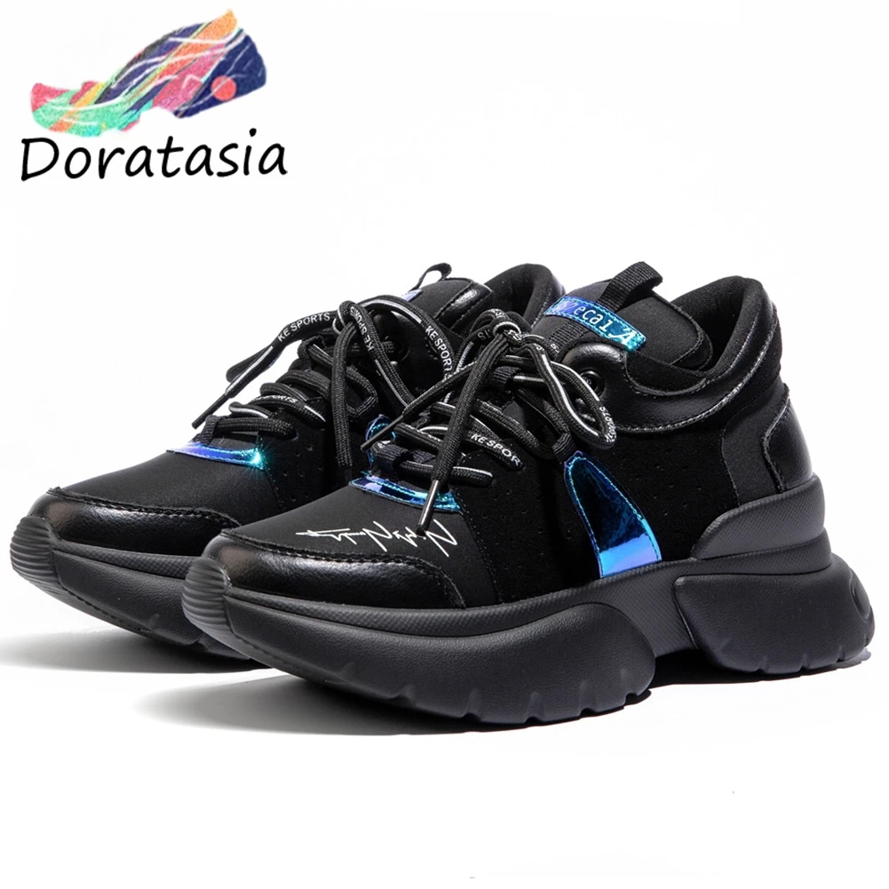 

DORATASIA New INS Hot Patchwork Genuine Leather Sneakers Ladies Casual Decorating Flats Women 2020 Fashion Dad Shoes Woman