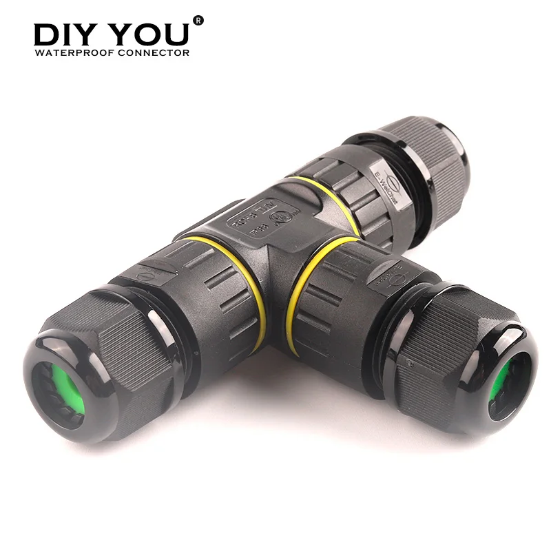 

T Shape M20 IP68 Waterproof connector 3/4 Pin Electrical Cable Wire connector Terminal waterproof connector For Outdoor lighting