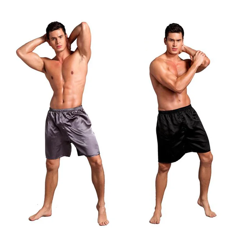 Summer Beach Pants Family Pyjamas Male European USA Shorts Sleepwear Summer Soft Tinted Silk Pants Solid Color Flat Pants Loose Summer Beach Pants Family Pyjamas Male European USA Shorts Sleepwear Summer Soft Tinted Silk Pants Solid Color Flat Pants Loose