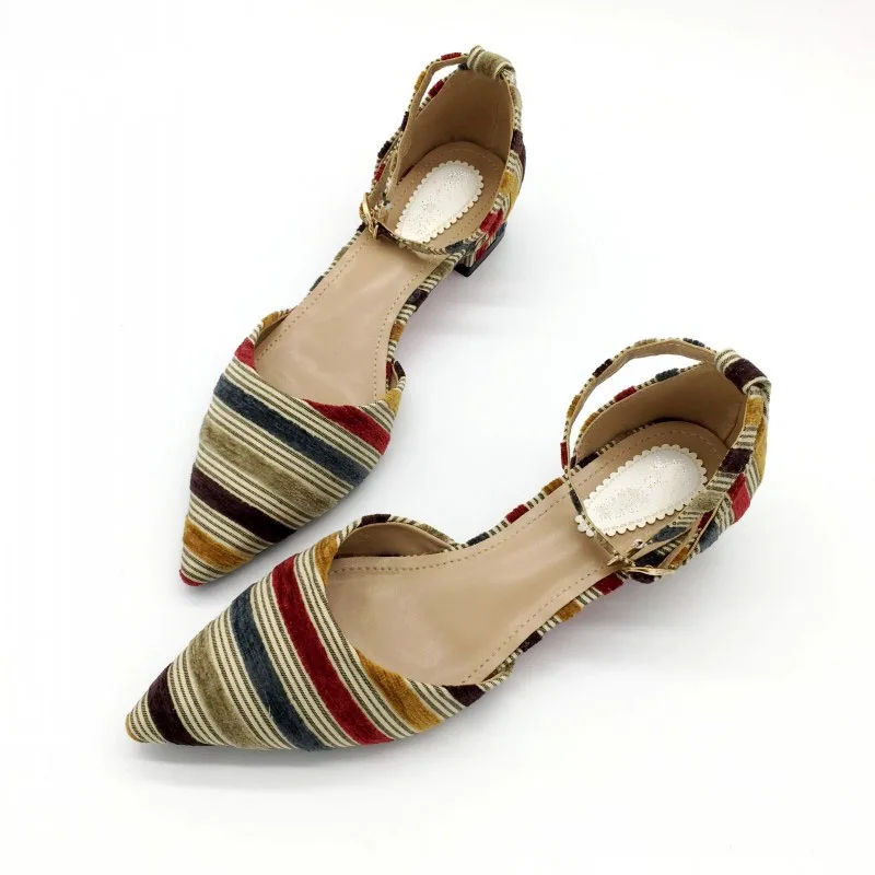 2019-Newest-Shoes-Women-Fashion-Female-Pumps-Stripe-Shallow-Square-Heel-Buckle-Strap-Summer-Ladies-Work