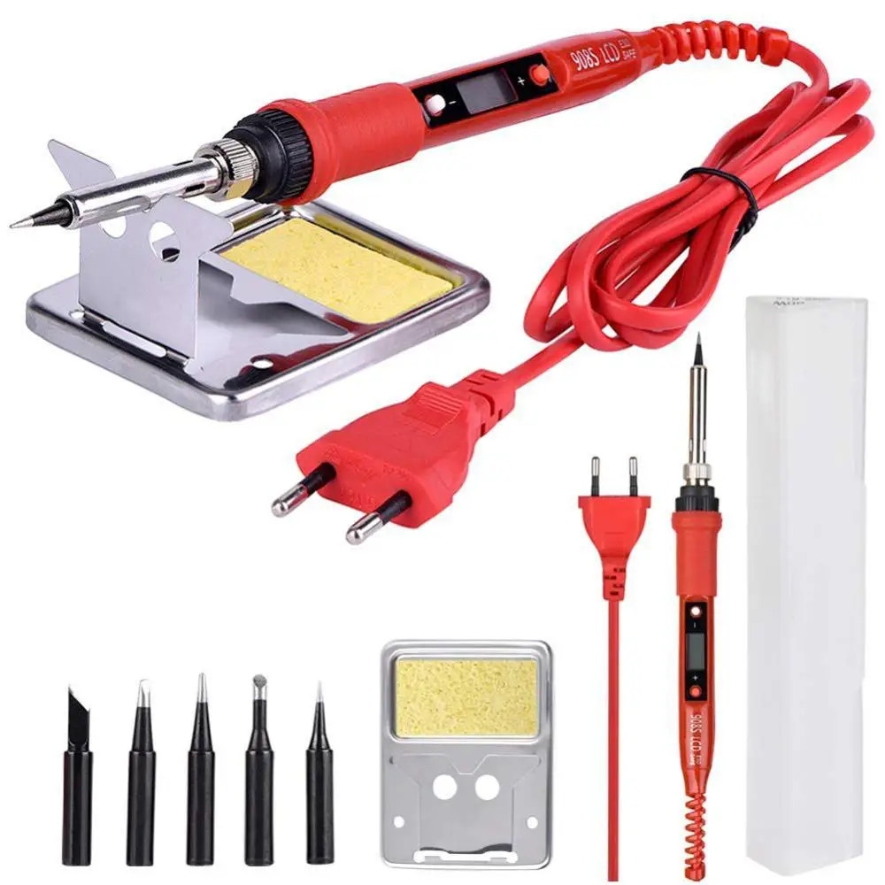 10PC Soldering Iron Электрический паяльник Комплект ЕС штекер припой пистолет 908S 80 Вт AC220V-Adjustable температура дисплея LCD паяльник для подключения к сварочные инструменты - Цвет: 10PC Soldering Iron