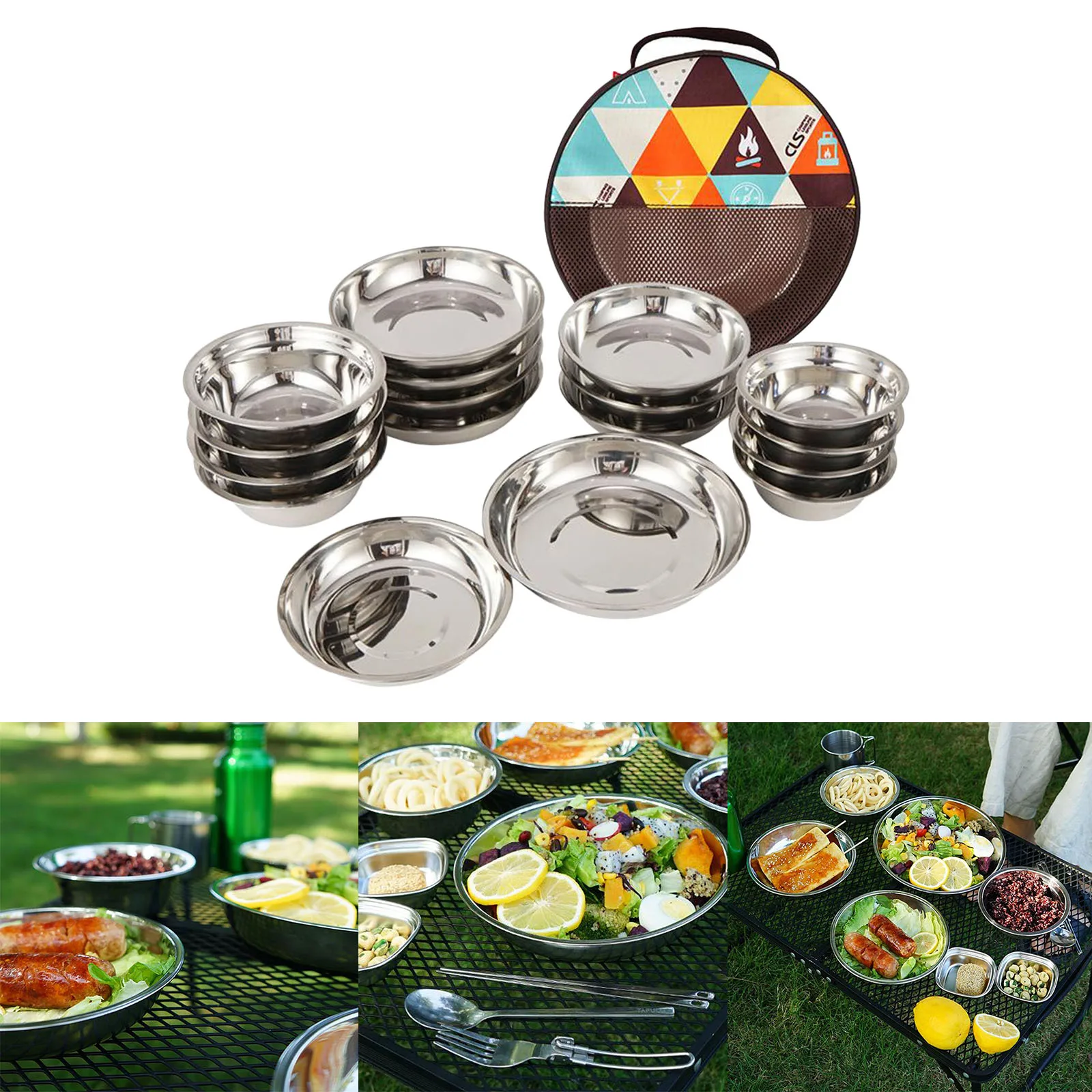 Set De Couverts Camping 21 Pièces Pour 4 Personnes – Acier Inoxydable, Complet Avec Sac De Rangement