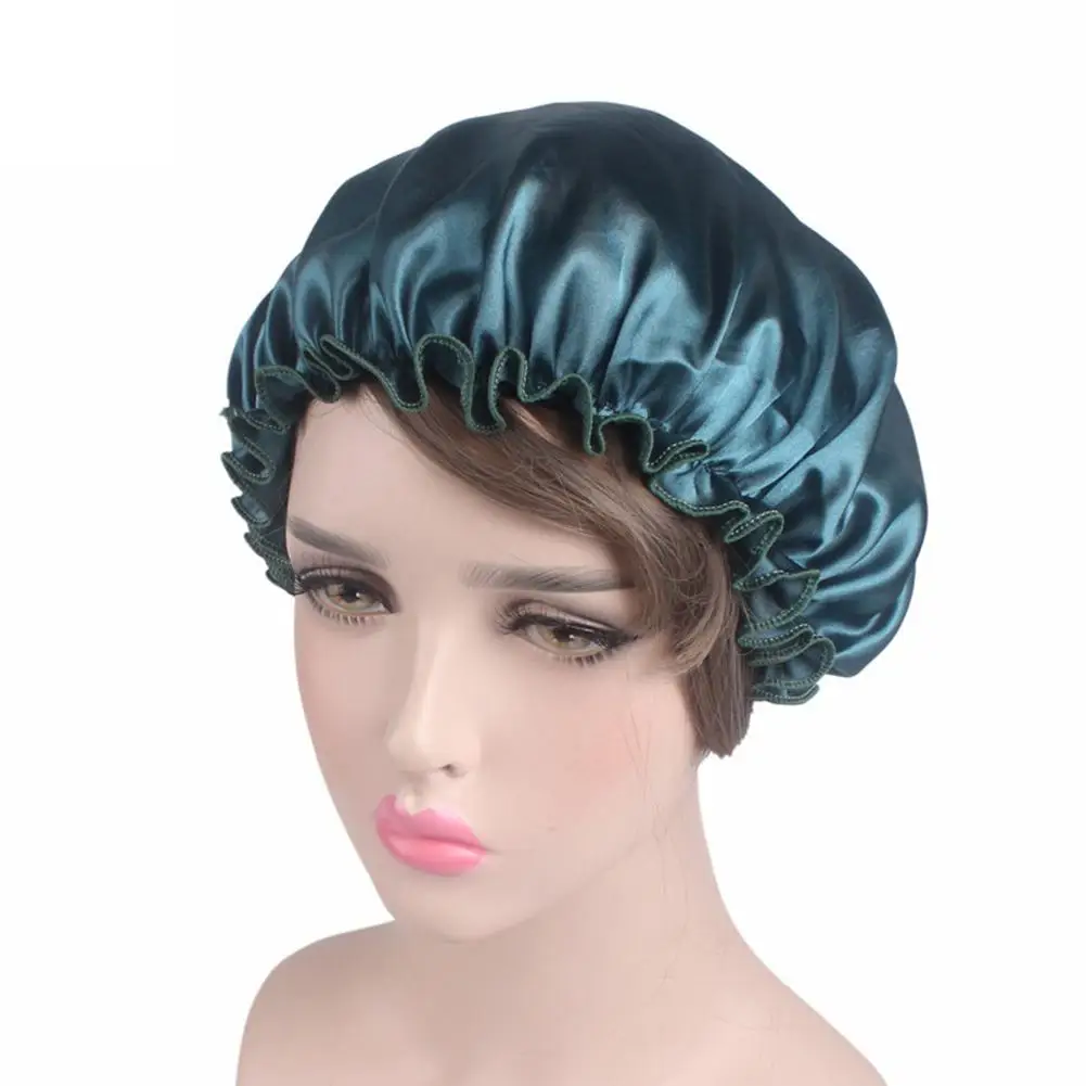 Yfashion Women Soft Sleeping Hats Salon Bonnet with Elastic Band Shower Bathing Cap Waterproof Show Hats for Hair Salon Home