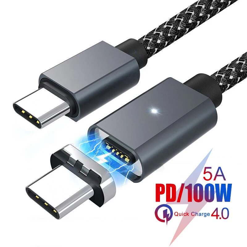 Магнитный кабель USB Type C на PD 5 А шнур для Samsung Note 10 100 Вт магнитное зарядное