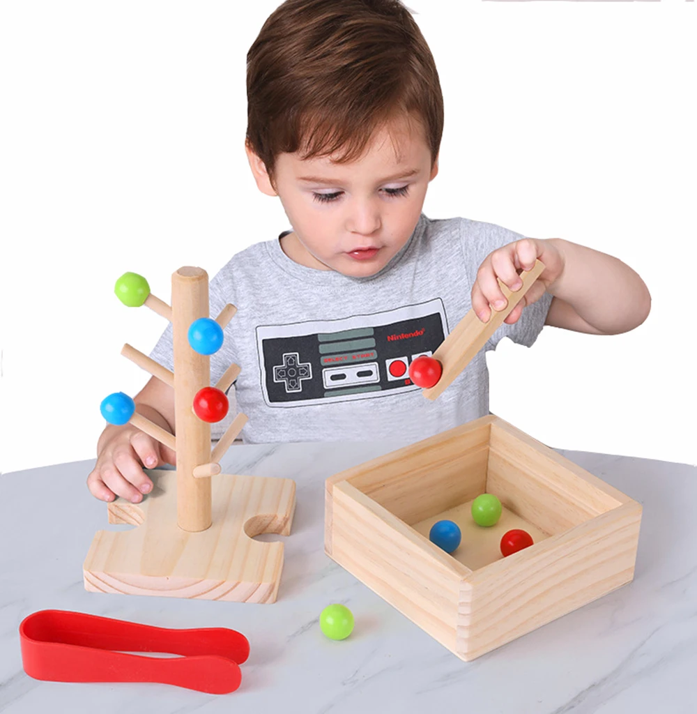 3d puzzle Beads Game Montessori Early Childhood Children Wooden Clip Ball Puzzle Parent-child Interactive Toys for Children Gift