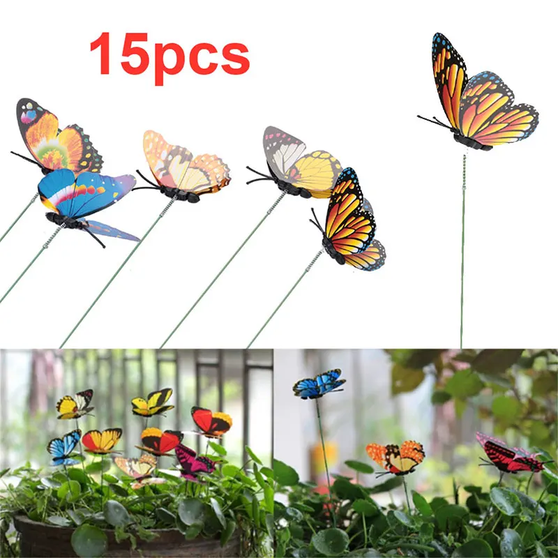 Украшение для газона 15 шт. садовое искусство искусственное насекомое бабочка садовый декор реалистичные пластиковые 3D Цветочный горшок 3D Цветочный горшок домашний декор