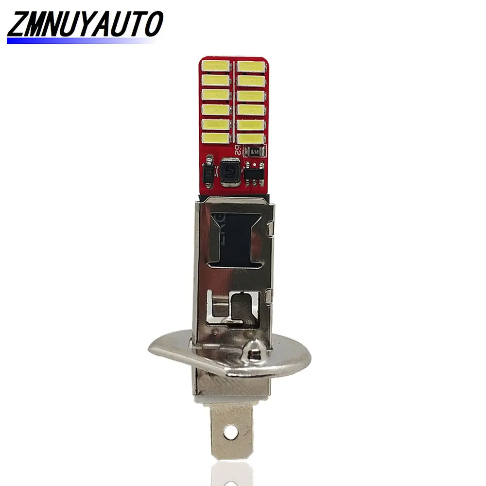 Светодиодный противотуманный светильник H1 H3 24SMD 4014 супер яркий белый