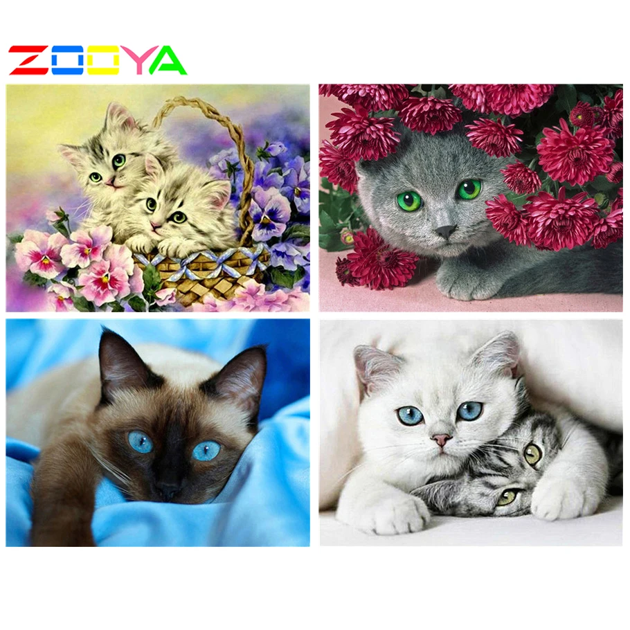 Zooya алмазная живопись вышивка сделай сам полная выкладка животные кошка Алмазная